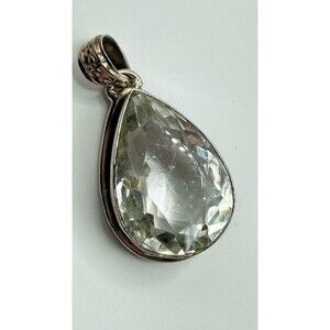 Sterling silver clear quartz teardrop Pendant